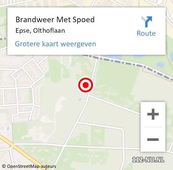 Locatie op kaart van de 112 melding: Brandweer Met Spoed Naar Epse, Olthoflaan op 28 februari 2016 10:04