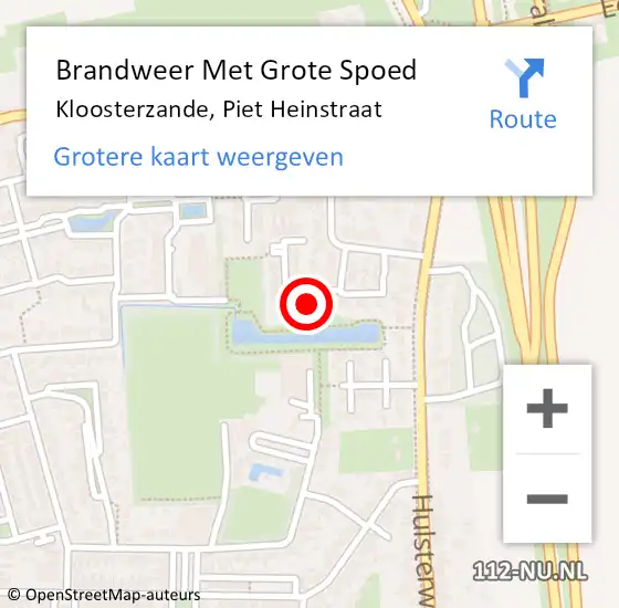 Locatie op kaart van de 112 melding: Brandweer Met Grote Spoed Naar Kloosterzande, Piet Heinstraat op 28 februari 2016 10:08