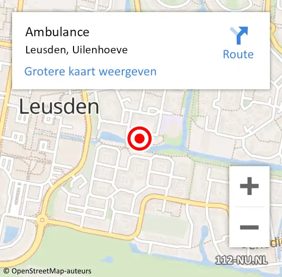 Locatie op kaart van de 112 melding: Ambulance Leusden, Uilenhoeve op 28 februari 2016 11:26