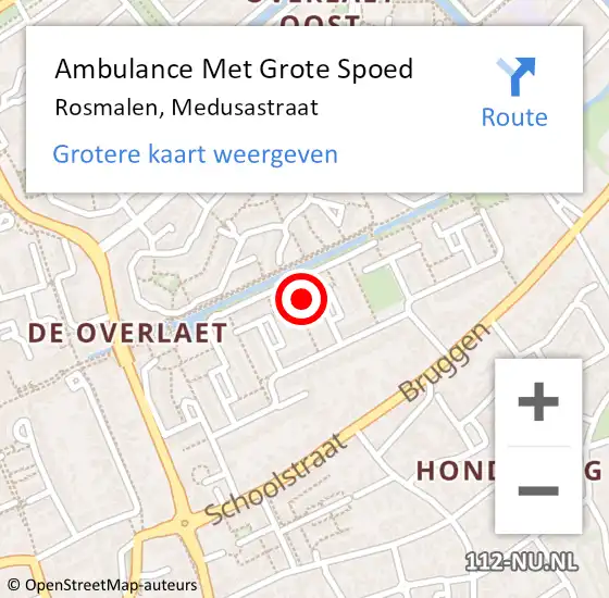 Locatie op kaart van de 112 melding: Ambulance Met Grote Spoed Naar Rosmalen, Medusastraat op 28 februari 2016 12:36