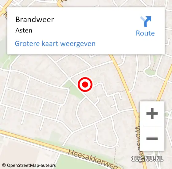 Locatie op kaart van de 112 melding: Brandweer Asten op 28 februari 2016 12:36