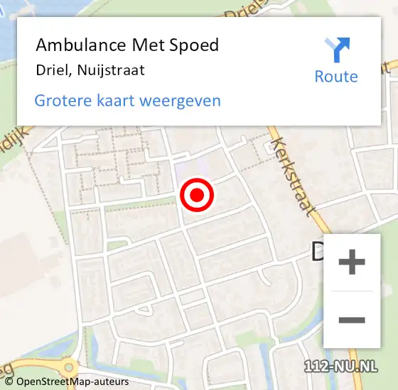 Locatie op kaart van de 112 melding: Ambulance Met Spoed Naar Driel, Nuijstraat op 28 februari 2016 12:57