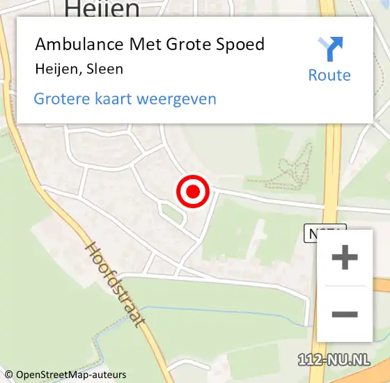 Locatie op kaart van de 112 melding: Ambulance Met Grote Spoed Naar Heijen, Sleen op 28 februari 2016 13:00