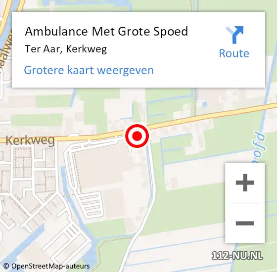 Locatie op kaart van de 112 melding: Ambulance Met Grote Spoed Naar Ter Aar, Kerkweg op 28 februari 2016 14:20