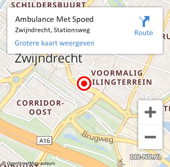 Locatie op kaart van de 112 melding: Ambulance Met Spoed Naar Zwijndrecht, Stationsweg op 28 februari 2016 14:45