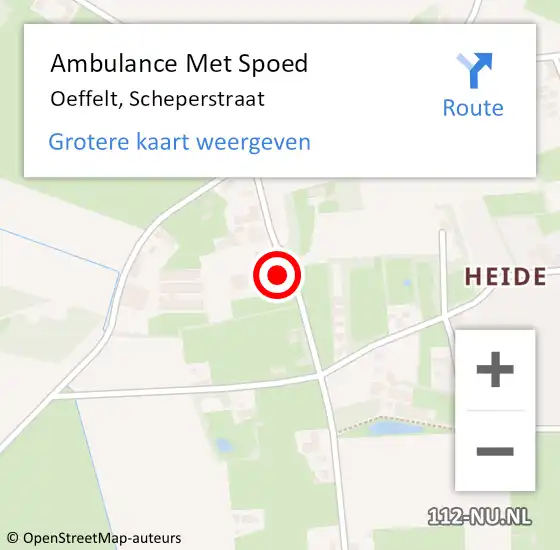 Locatie op kaart van de 112 melding: Ambulance Met Spoed Naar Oeffelt, Scheperstraat op 28 februari 2016 15:55