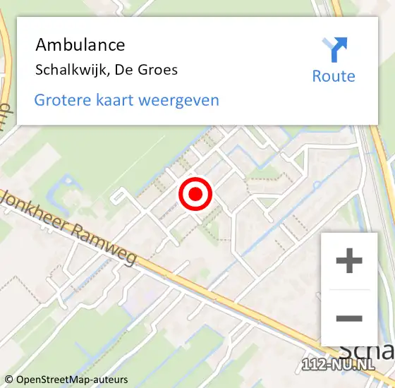 Locatie op kaart van de 112 melding: Ambulance Schalkwijk, De Groes op 28 februari 2016 15:59