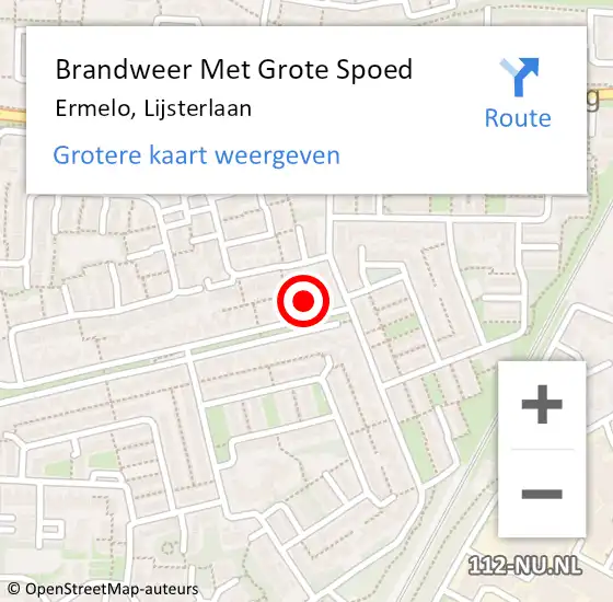 Locatie op kaart van de 112 melding: Brandweer Met Grote Spoed Naar Ermelo, Lijsterlaan op 28 februari 2016 18:05