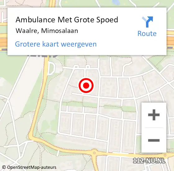 Locatie op kaart van de 112 melding: Ambulance Met Grote Spoed Naar Waalre, Mimosalaan op 28 februari 2016 18:48