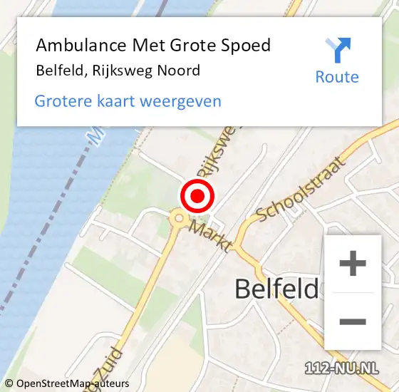 Locatie op kaart van de 112 melding: Ambulance Met Grote Spoed Naar Belfeld, Rijksweg Noord op 28 februari 2016 19:36