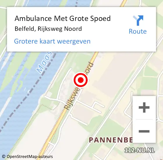 Locatie op kaart van de 112 melding: Ambulance Met Grote Spoed Naar Belfeld, Rijksweg Noord op 28 februari 2016 19:42