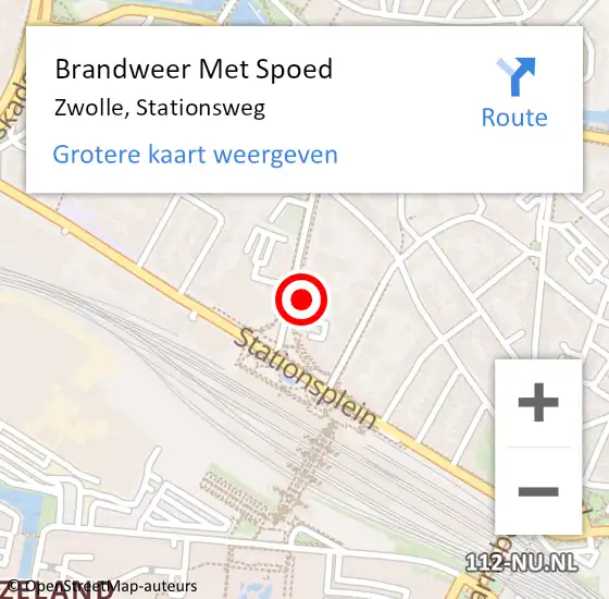 Locatie op kaart van de 112 melding: Brandweer Met Spoed Naar Zwolle, Stationsweg op 28 februari 2016 19:46