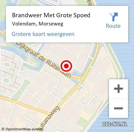 Locatie op kaart van de 112 melding: Brandweer Met Grote Spoed Naar Volendam, Morseweg op 28 februari 2016 20:01