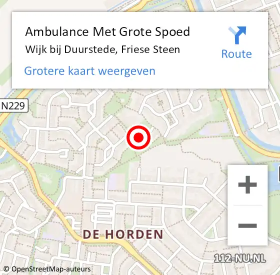 Locatie op kaart van de 112 melding: Ambulance Met Grote Spoed Naar Wijk bij Duurstede, Friese Steen op 28 februari 2016 20:05