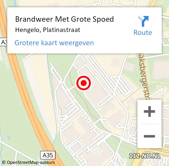 Locatie op kaart van de 112 melding: Brandweer Met Grote Spoed Naar Hengelo, Platinastraat op 28 februari 2016 20:33