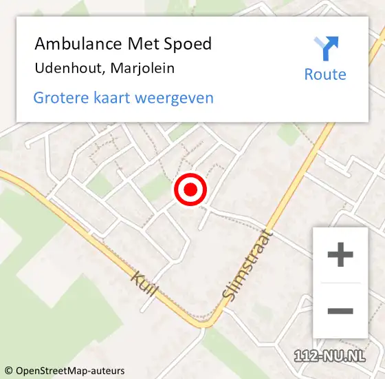 Locatie op kaart van de 112 melding: Ambulance Met Spoed Naar Udenhout, Marjolein op 28 februari 2016 21:09