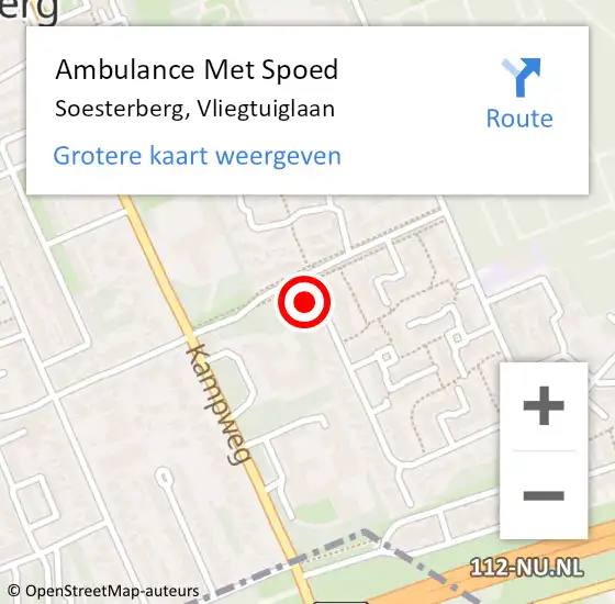 Locatie op kaart van de 112 melding: Ambulance Met Spoed Naar Soesterberg, Vliegtuiglaan op 28 februari 2016 22:22