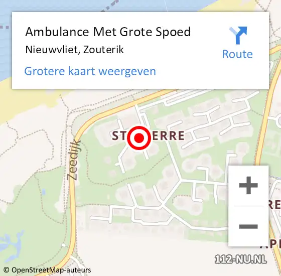 Locatie op kaart van de 112 melding: Ambulance Met Grote Spoed Naar Nieuwvliet, Zouterik op 29 februari 2016 00:03