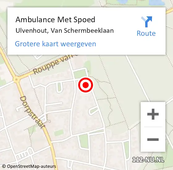 Locatie op kaart van de 112 melding: Ambulance Met Spoed Naar Ulvenhout, Van Schermbeeklaan op 29 februari 2016 01:31