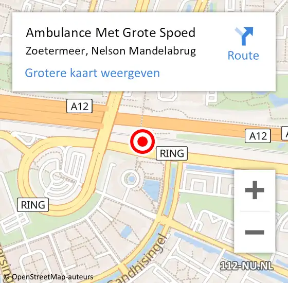 Locatie op kaart van de 112 melding: Ambulance Met Grote Spoed Naar Zoetermeer, Nelson Mandelabrug op 29 februari 2016 06:17