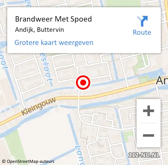 Locatie op kaart van de 112 melding: Brandweer Met Spoed Naar Andijk, Buttervin op 29 februari 2016 07:51