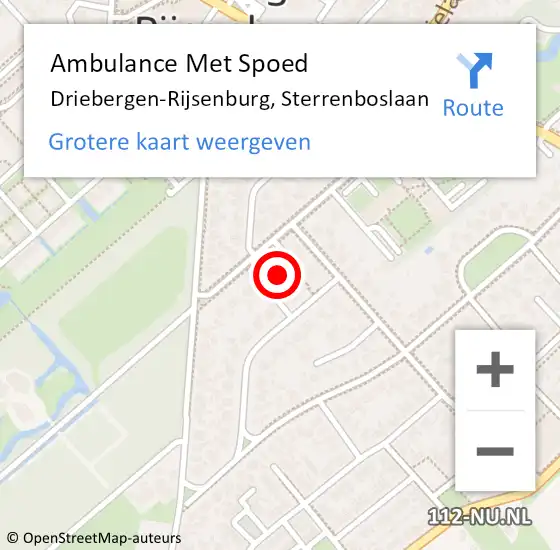 Locatie op kaart van de 112 melding: Ambulance Met Spoed Naar Driebergen-Rijsenburg, Sterrenboslaan op 29 februari 2016 08:56