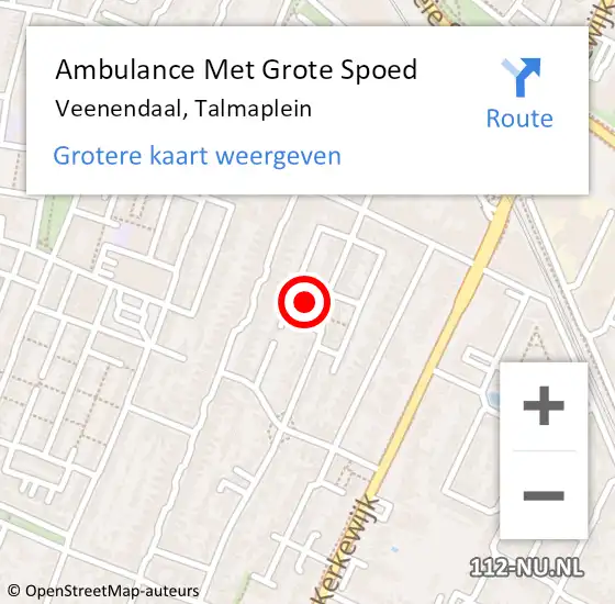 Locatie op kaart van de 112 melding: Ambulance Met Grote Spoed Naar Veenendaal, Talmaplein op 29 februari 2016 09:15