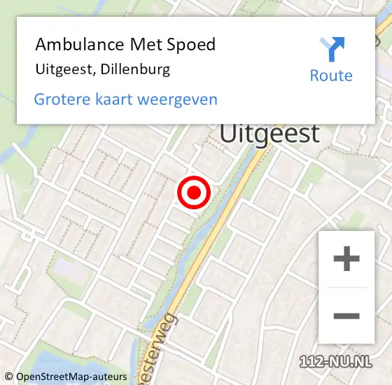 Locatie op kaart van de 112 melding: Ambulance Met Spoed Naar Uitgeest, Dillenburg op 29 februari 2016 09:37