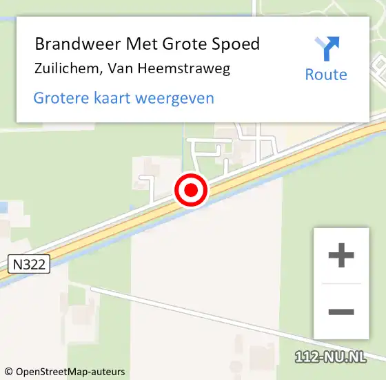 Locatie op kaart van de 112 melding: Brandweer Met Grote Spoed Naar Zuilichem, Van Heemstraweg op 29 februari 2016 09:50