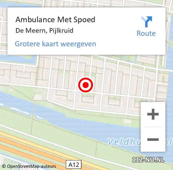 Locatie op kaart van de 112 melding: Ambulance Met Spoed Naar De Meern, Pijlkruid op 29 februari 2016 11:03