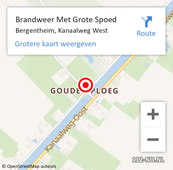 Locatie op kaart van de 112 melding: Brandweer Met Grote Spoed Naar Bergentheim, Kanaalweg West op 29 februari 2016 11:29