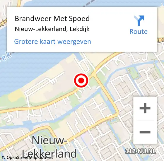 Locatie op kaart van de 112 melding: Brandweer Met Spoed Naar Nieuw-Lekkerland, Lekdijk op 29 februari 2016 11:39