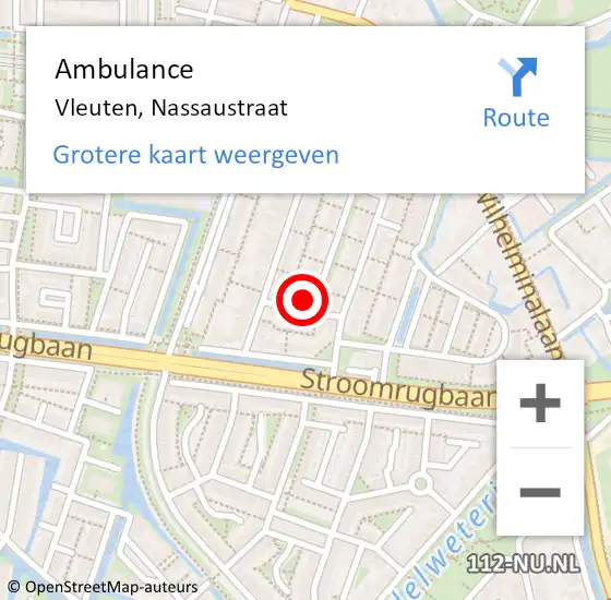 Locatie op kaart van de 112 melding: Ambulance Vleuten, Nassaustraat op 29 februari 2016 11:44