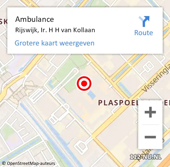 Locatie op kaart van de 112 melding: Ambulance Rijswijk, Ir. H H van Kollaan op 29 februari 2016 11:44