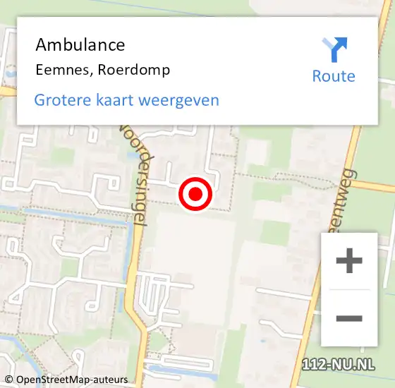 Locatie op kaart van de 112 melding: Ambulance Eemnes, Roerdomp op 29 februari 2016 11:55