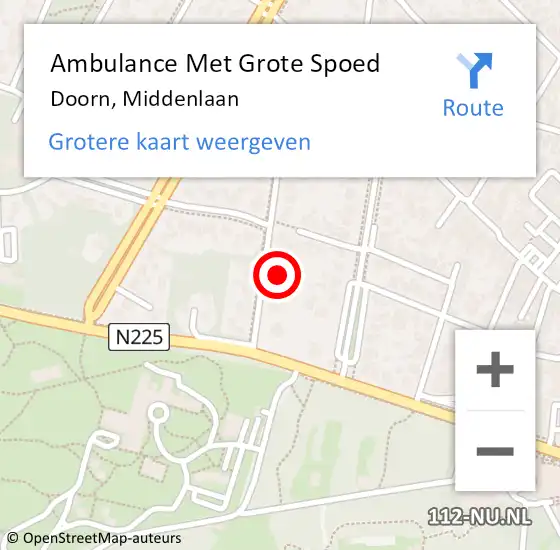 Locatie op kaart van de 112 melding: Ambulance Met Grote Spoed Naar Doorn, Middenlaan op 29 februari 2016 12:02