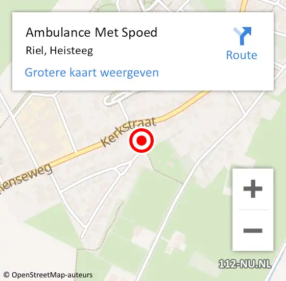 Locatie op kaart van de 112 melding: Ambulance Met Spoed Naar Riel, Heisteeg op 29 februari 2016 12:34