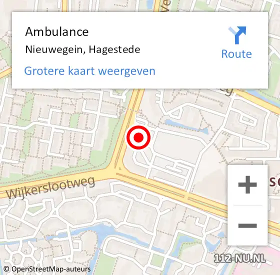 Locatie op kaart van de 112 melding: Ambulance Nieuwegein, Hagestede op 29 februari 2016 12:43