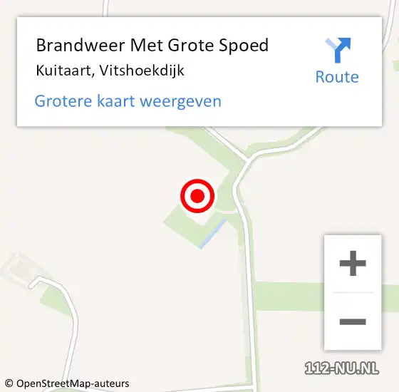 Locatie op kaart van de 112 melding: Brandweer Met Grote Spoed Naar Kuitaart, Vitshoekdijk op 29 februari 2016 14:06