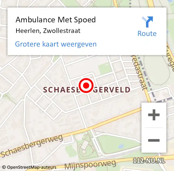 Locatie op kaart van de 112 melding: Ambulance Met Spoed Naar Heerlen, Zwollestraat op 7 december 2013 11:25