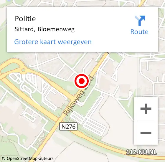 Locatie op kaart van de 112 melding: Politie Sittard, Bloemenweg op 29 februari 2016 15:40