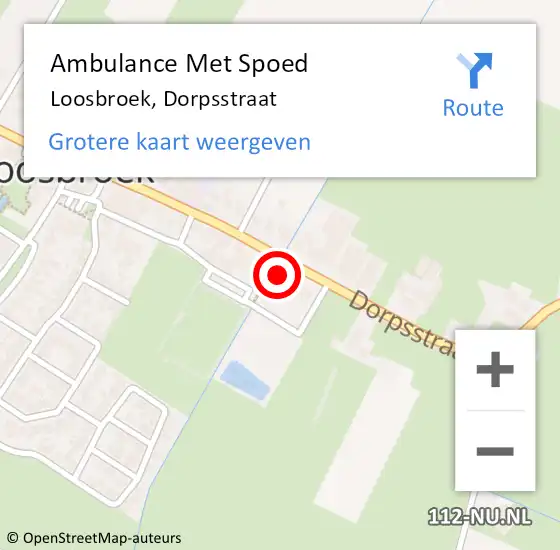 Locatie op kaart van de 112 melding: Ambulance Met Spoed Naar Loosbroek, Dorpsstraat op 29 februari 2016 16:04