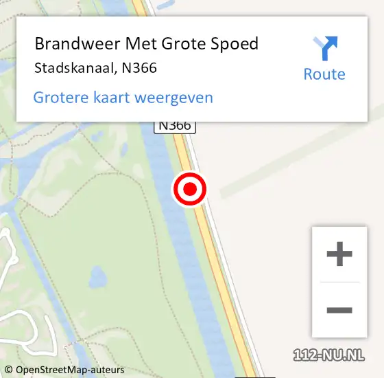 Locatie op kaart van de 112 melding: Brandweer Met Grote Spoed Naar Stadskanaal, N366 op 29 februari 2016 17:05