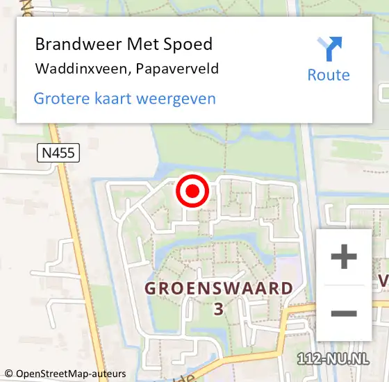 Locatie op kaart van de 112 melding: Brandweer Met Spoed Naar Waddinxveen, Papaverveld op 29 februari 2016 17:18