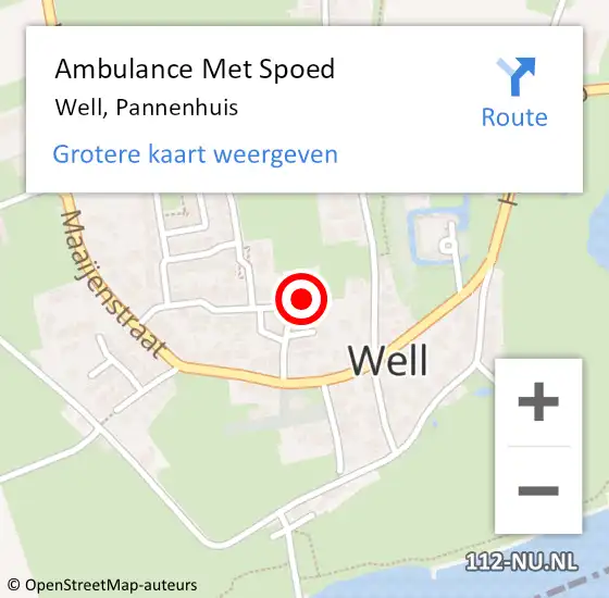 Locatie op kaart van de 112 melding: Ambulance Met Spoed Naar Well, Pannenhuis op 7 december 2013 11:40