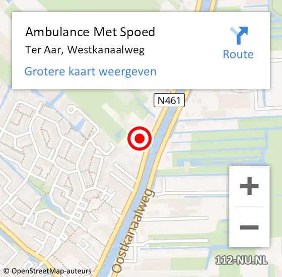 Locatie op kaart van de 112 melding: Ambulance Met Spoed Naar Ter Aar, Westkanaalweg op 29 februari 2016 17:29