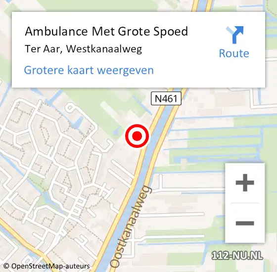 Locatie op kaart van de 112 melding: Ambulance Met Grote Spoed Naar Ter Aar, Westkanaalweg op 29 februari 2016 17:30