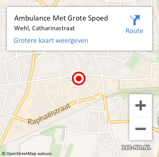 Locatie op kaart van de 112 melding: Ambulance Met Grote Spoed Naar Wehl, Catharinastraat op 29 februari 2016 17:31