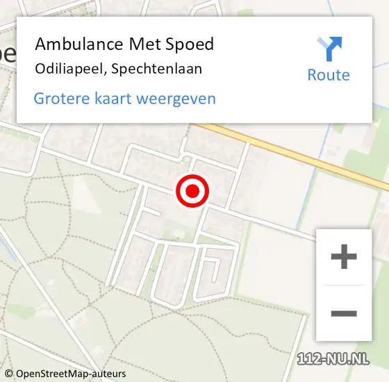 Locatie op kaart van de 112 melding: Ambulance Met Spoed Naar Odiliapeel, Spechtenlaan op 7 december 2013 11:54