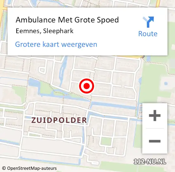 Locatie op kaart van de 112 melding: Ambulance Met Grote Spoed Naar Eemnes, Sleephark op 29 februari 2016 20:05